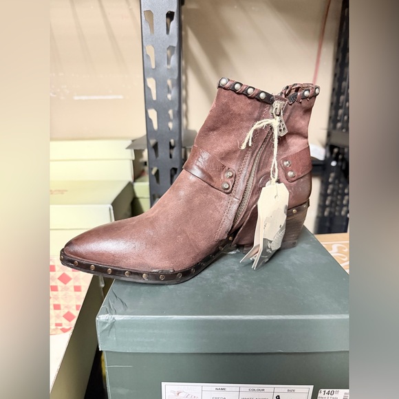 A.S.98 Distressed Brown Leather Studded Ankle Boots - Picture 10 of 11